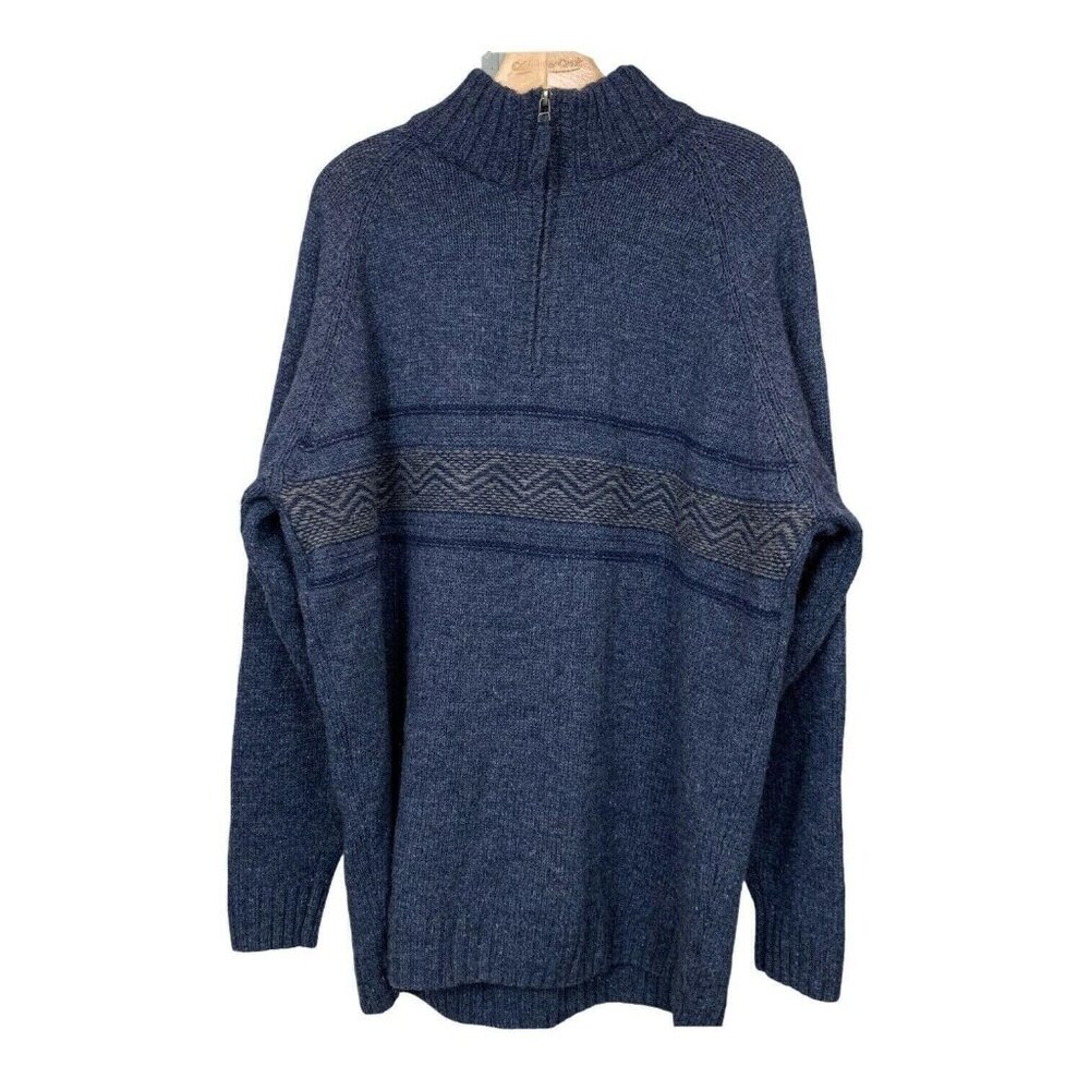 EWM Pure Classics Mens  1/2 zip Sweater Lambswool Blue size Extra large